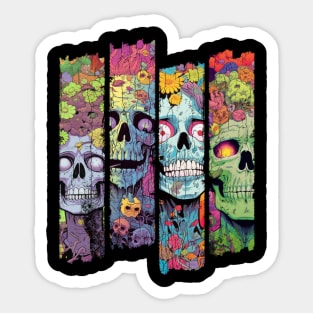 Vintage Colorful Skulls Sticker